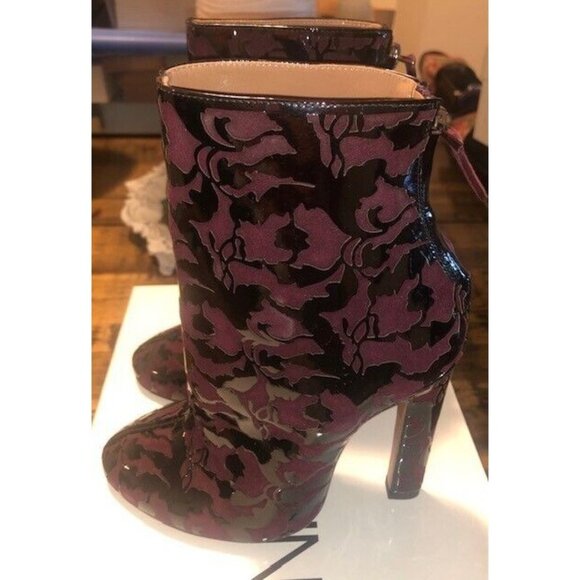 NEW $1225 ALAIA PARIS SUEDE & PATENT LEATHER FLORAL PRINT BOOTS SZ US 5 IT 35 - Picture 3 of 12